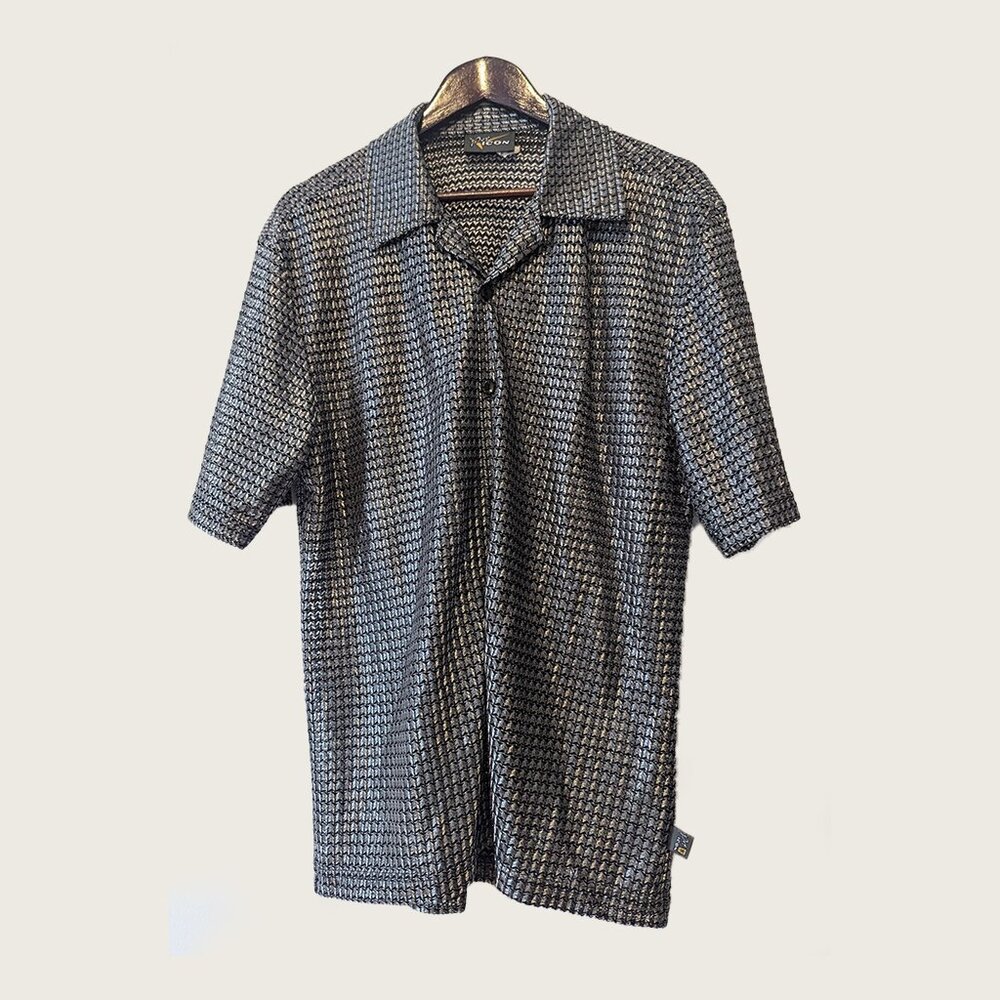POP ICON - Metallic mesh geometric pattern shirt - Sz L